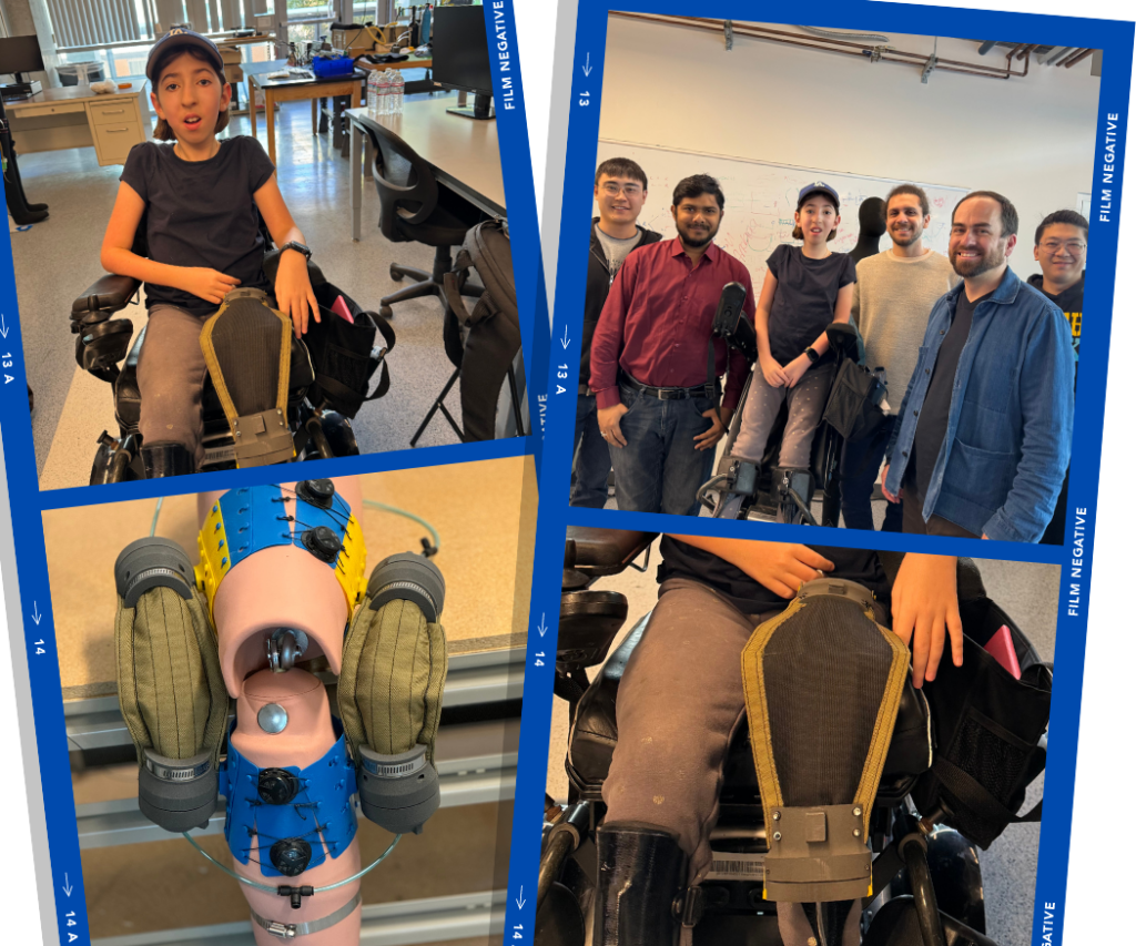 Collage of Nemaline Myopathy Exosuit Research team led by Dr. Jonathan Realmuto along with NM community member Liv.